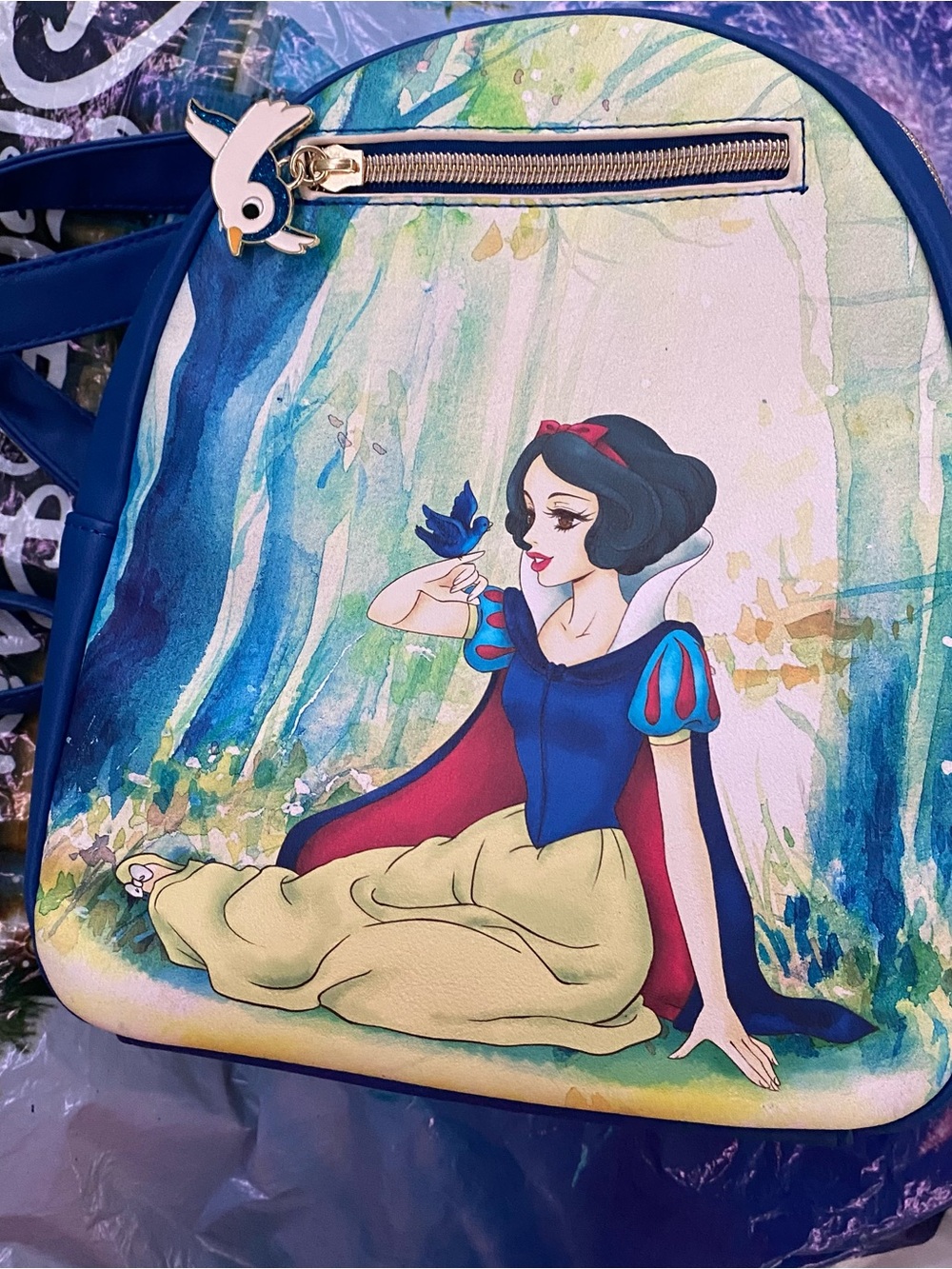Loungefly snow white disney princess NWOT blue mini backpack